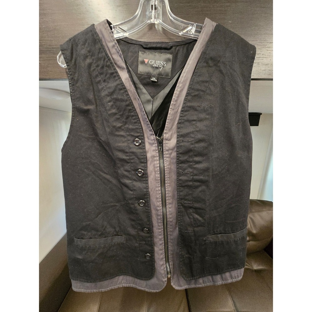 Guess Black and Gray Buttoned Vest